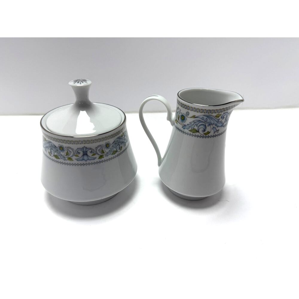 Vintage 1980s 1990s Crown Ming Harmony Verge Fine China Creamer Sugar Bowl Set